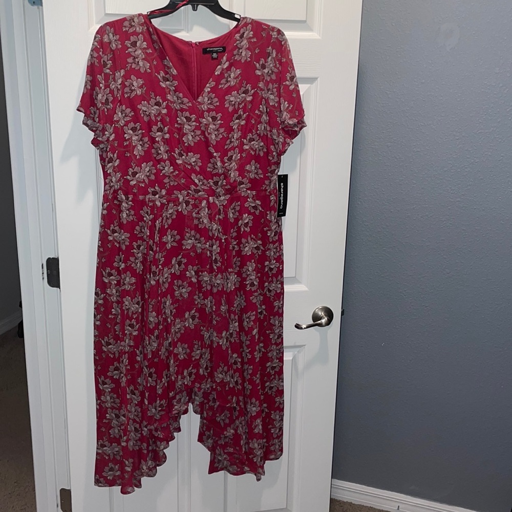 Women's Plus Size Faux Wrap Chiffon Dress